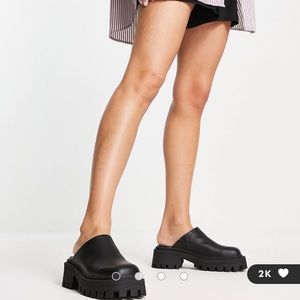 COPY - ASOS DESIGN Marvin chunky flat mules in black